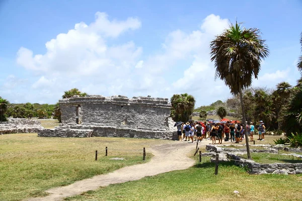 トゥルム考古学サイト キンタナ メキシコ 6月2019 メキシコで最も保存状態の良い沿岸のマヤ遺跡の1つであるツラム遺跡の眺め — ストック写真