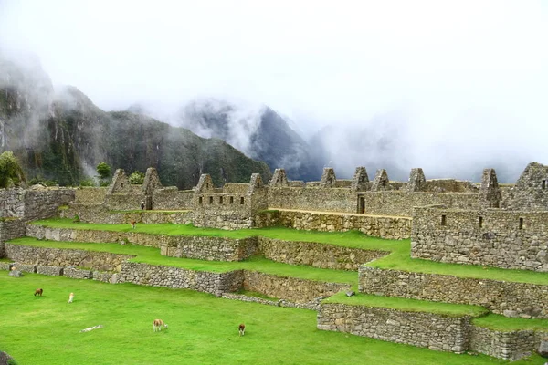 Machu Picchu Ókori Város Urubamba Folyó Völgye Peru Kilátás Machu — Stock Fotó