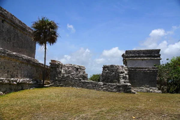 Uma Vista Das Ruínas Maias Sítio Arqueológico Tulum Que Dos — Fotografia de Stock