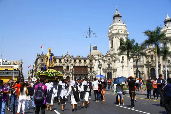 Plaza Armas Lima Peru April 2019 Utsikt Från Paraden Semana — Stockfoto