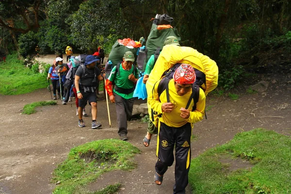 Inca Trail Naar Machu Picchu Peru Maart 2019 Wandelaars Moeilijke — Stockfoto