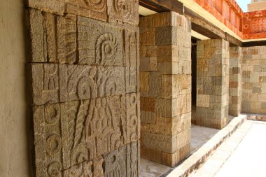 A view of the Patio of the Pillars in Quetzalpapalotl Palace, in Teotihuacan ancient ruins, Mexico.