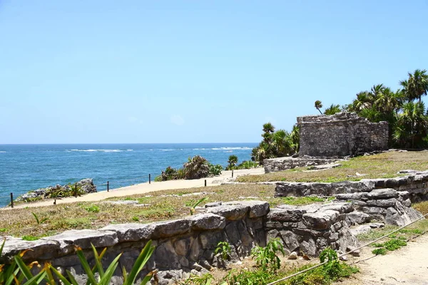 Tulum Een Zicht Maya Ruïnes Tulum Archeologische Site Een Van — Stockfoto