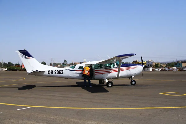 Nazca Peru Aprile 2019 Gli Aerei Cessna Attendono All Aeroporto — Foto Stock