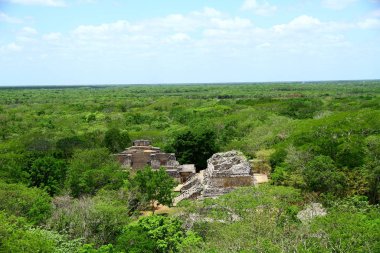Ek Balam Maya Harabeleri, Yucatan, Meksika - 7 Haziran 2019. Akropolis, Yucatan Yarımadası 'ndaki Ek-balam arkeolojik sahasının ana piramididir..
