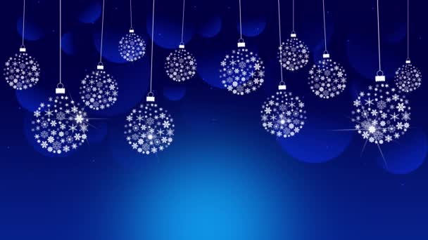 Palline Natale Animate Sfondo Blu — Video Stock