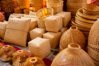 Bamboo wickerware in various shape
