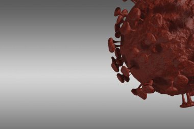 Coronavirus ya da COVID-19 hücresi mikroskop altında beyaz arka planda ve kırpma yolunda izole edildi. Hastalık hücresi ile salgın hastalık riski konsepti. 3d illüstrasyon.