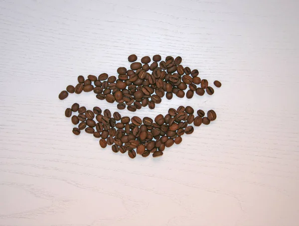 Whole Coffee Beans Light Background Whole Coffee Laid Out Form — Stock Photo, Image