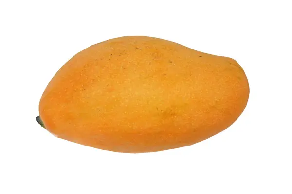 Eine Gelbe Mango Mit Geschwungener Form Auf Weißem Hintergrund — Stockfoto