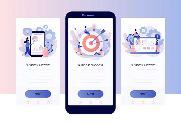 ビジネスの成功だ携帯電話用の画面テンプレート。フラットスタイル。ベクターイラスト — ストックベクタ