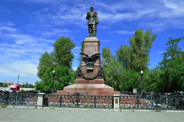 Памятник Александру Iii Летнее Время Набережная Города Иркутска — стоковое фото