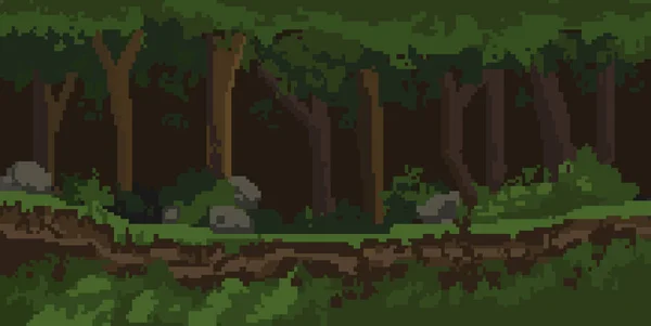 Bosque Pixel Art Antecedentes — Vector de stock