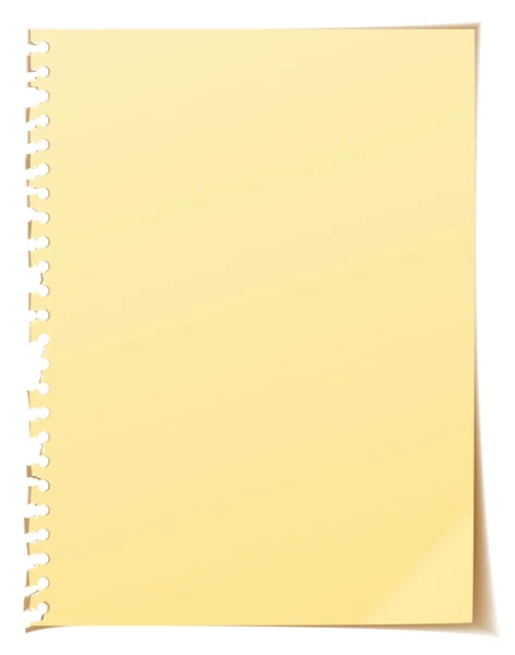 Folha isolada amarela de papel em branco — Fotografia de Stock