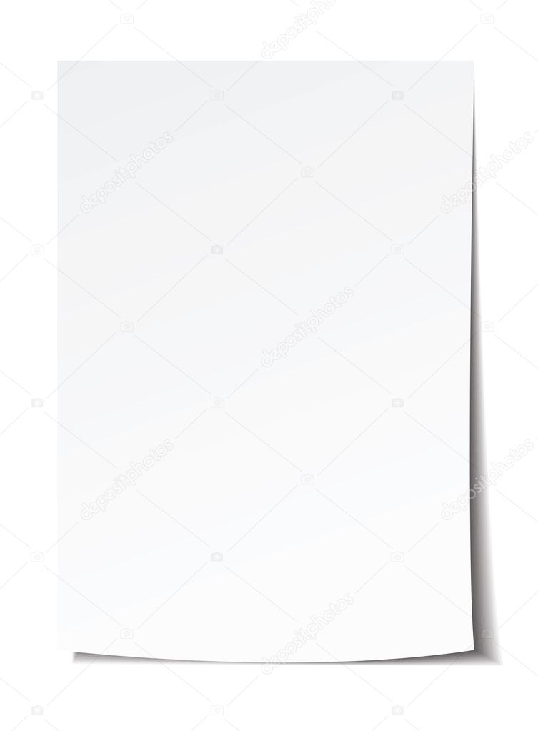 White isolated sheet of blank  paper