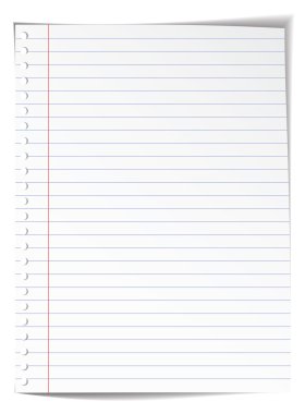 Beyaz boş çizgili kağıt izole 