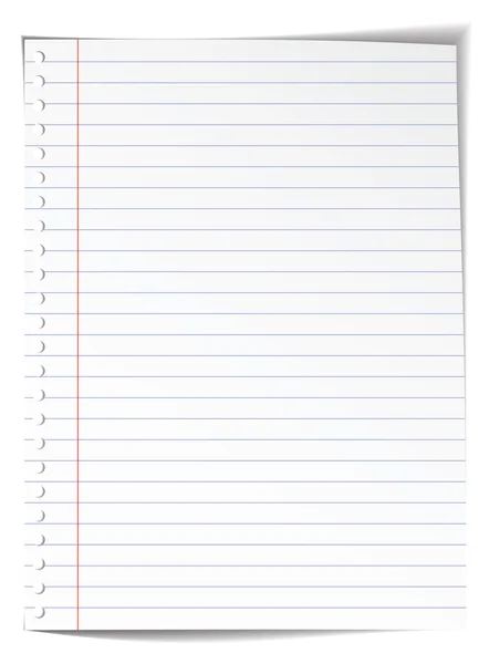 White isolated sheet of blank lined paper — Stock Photo, Image