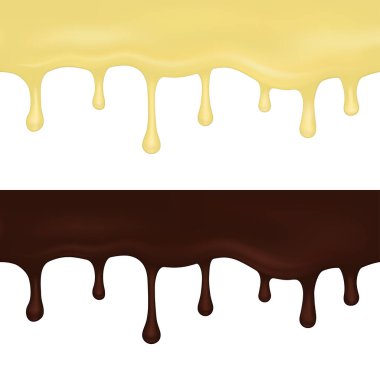 Melted dark and white chocolate. Vector illustration. clipart