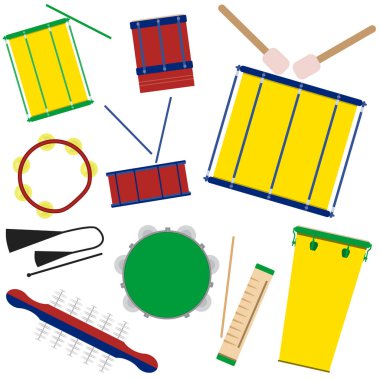 Brezilya karnavalı samba müzik aletleri.