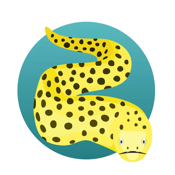 Tecknad gul prickig muräna illustration. Honeycomb Moray Eel. Beståndsvektor. — Stock vektor