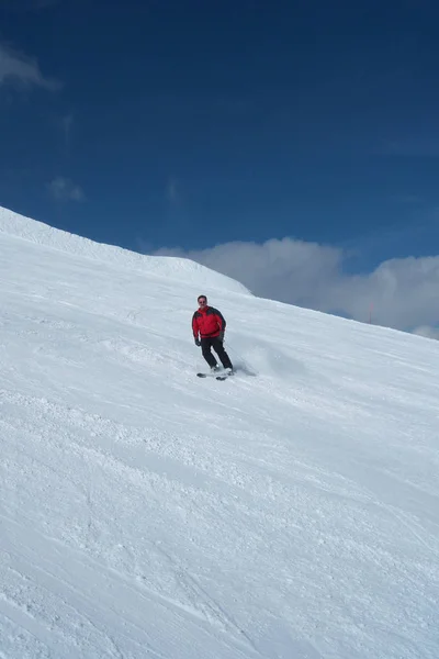 Skieurs Descente Dans Vallée — Photo