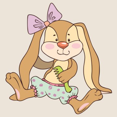 Oklu ve taraklı şirin tavşan, vektör çizimi.