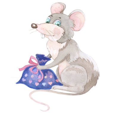 Hediyelerle dolu komik bir fare.