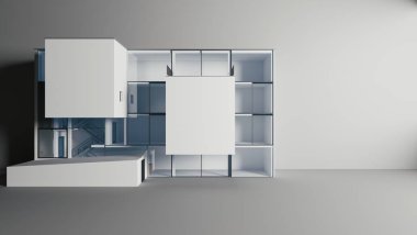 Basit arkaplanda modern kabinenin 3D canlandırması