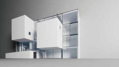 Basit arkaplanda modern kabinenin 3D canlandırması