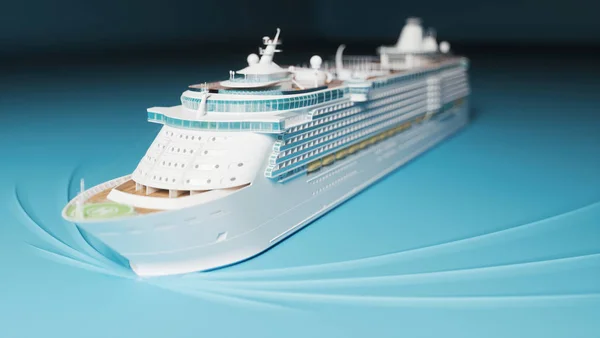 Realistic 3d illustration of cruise ship model on plain background