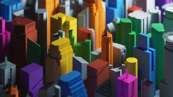 Реалистичная Трехмерная Иллюстрация Многоцветная Модель Современного Города — стоковое фото