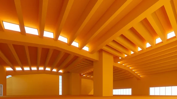 Realistisk Illustrasjon Oransje Bygnings Interiør – stockfoto