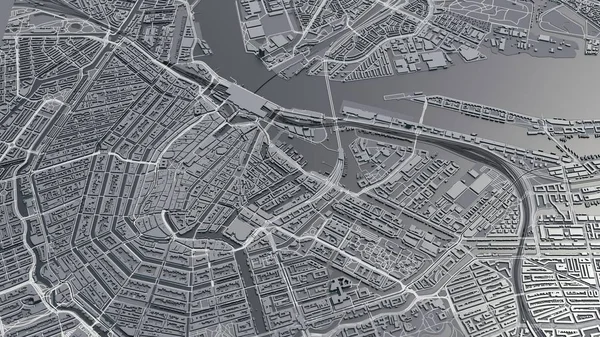 Digitaler Abstrakter Stadtplan Von Amsterdam Niederlande Europa — Stockfoto