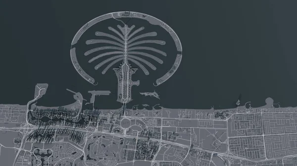 Miejska Mapa Wyspy Palmowe Dubaj Zjednoczone Emiraty Arabskie — Zdjęcie stockowe