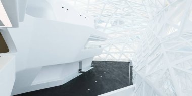 Modern ofis iş merkezinin alışılmadık yapısı, iç tasarım oluşturma