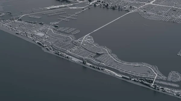 アメリカフロリダ州マイアミのデジタル抽象3D都市地図 — ストック写真