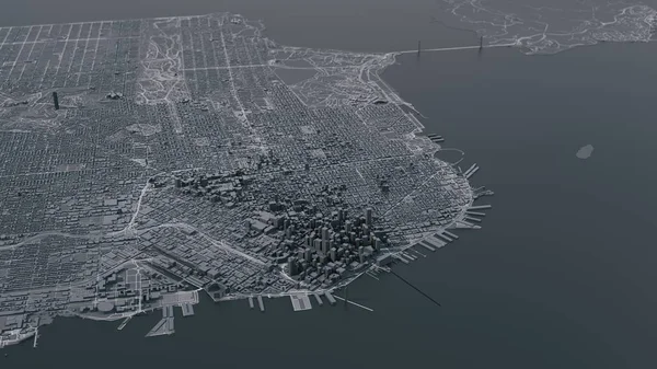 Digitaler Abstrakter Stadtplan Von Bay San Francisco City Kalifornien Vereinigte — Stockfoto