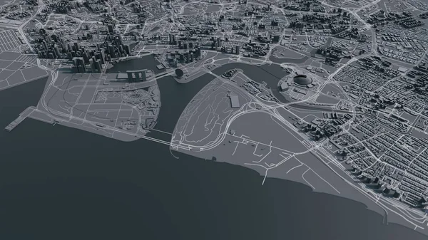 Digitaler Abstrakter Stadtplan Von Singapore Südostasien — Stockfoto