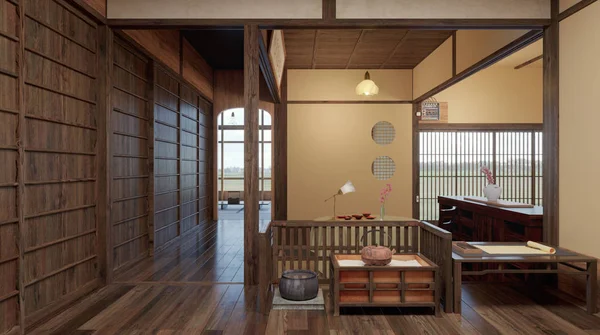 Modern Japanese interior design rendering