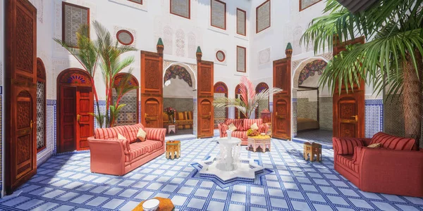 Salon Repos Marocain Rendu Design Intérieur — Photo