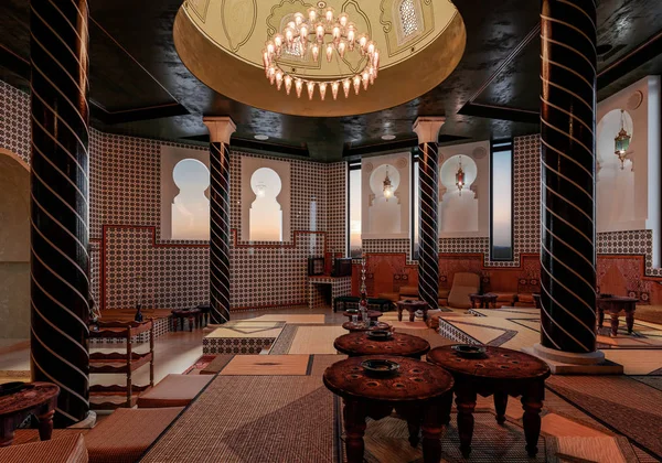 Moroccan design, interior design rendering