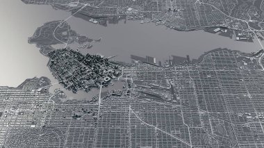 Vancouver 3D haritası. 3d illüstrasyon