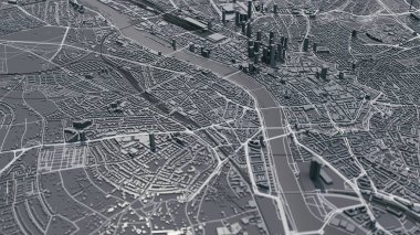 Frankfurt ana 3D haritası. 3d illüstrasyon