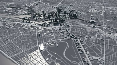 Melbourne 3D haritası. 3d illüstrasyon