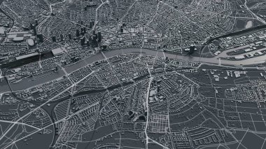 Frankfurt ana 3D haritası. 3d illüstrasyon