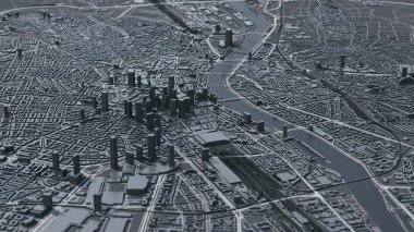 Frankfurt ana 3D haritası. 3d illüstrasyon