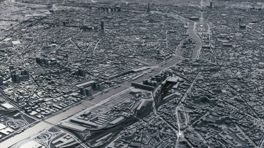 Paris 3D haritası. 3d illüstrasyon