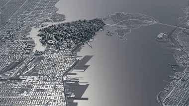 Vancouver 3D haritası. 3d illüstrasyon