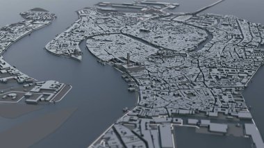 Venedik 3D haritası. 3d illüstrasyon