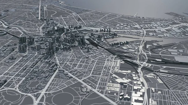 Melbourne 3D haritası. 3d illüstrasyon